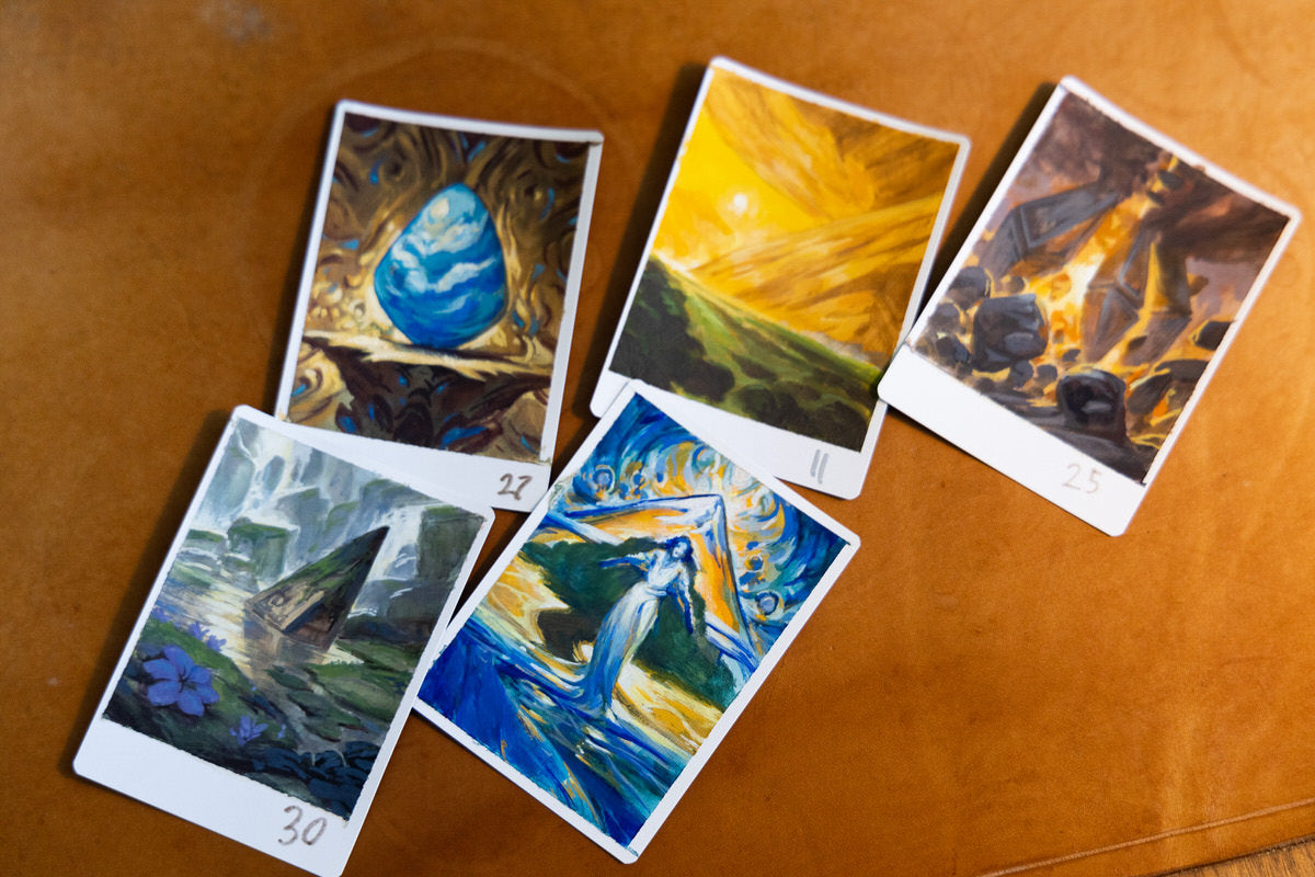 Original watercolor + gouache painted sketch on the back